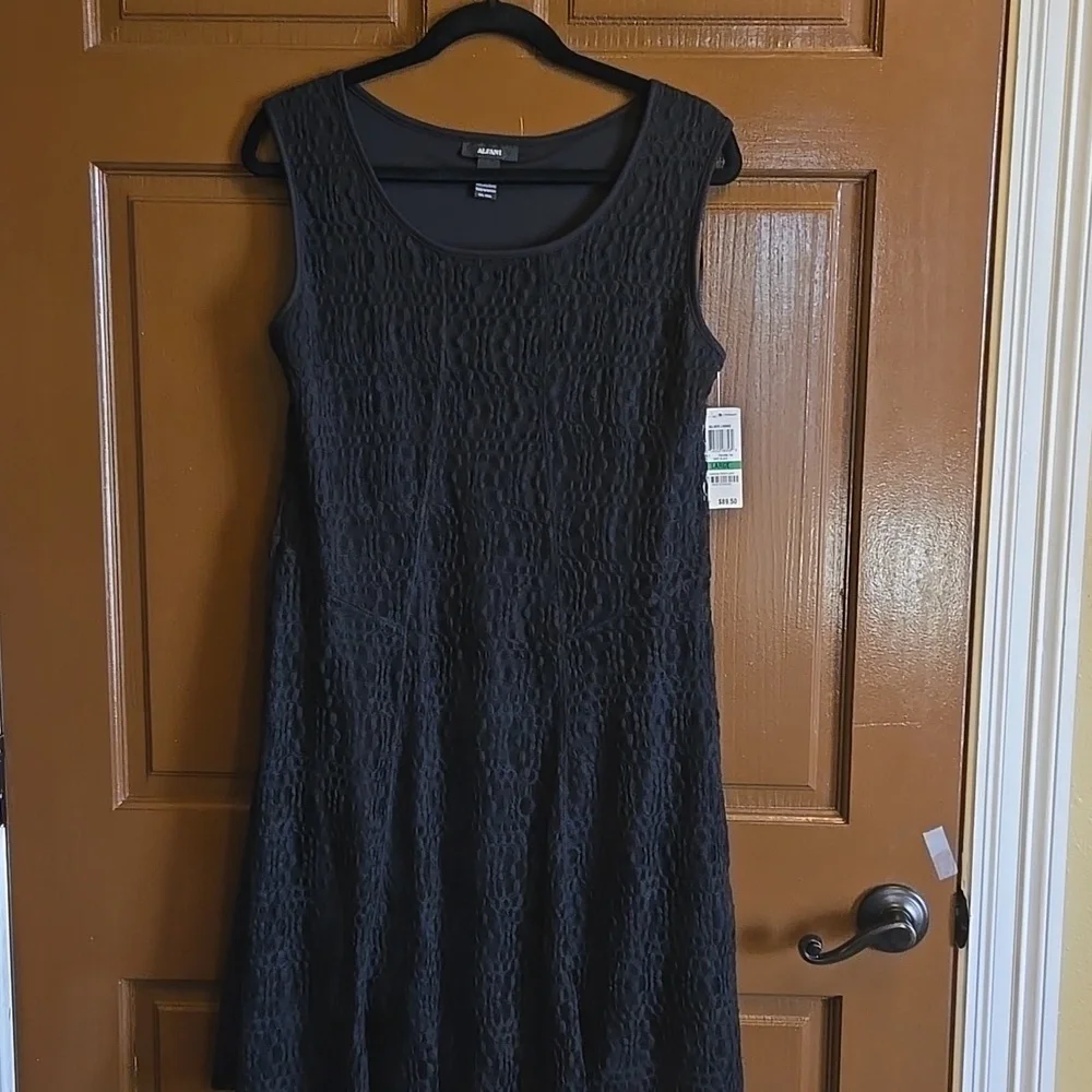 Alfani-Black tank style pullover sleeveless mesh lace dress Sz L NWT. - Picture 2 of 8
